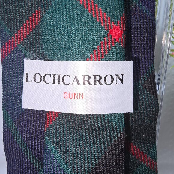 LOCHARRON OF SCOTLAND MENS REIVER ARMSTRONG TARTAN WOOL TIE GREEN RED NAVY EUC - Picture 2 of 5